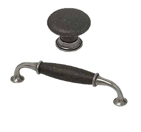 TIRADOR MOD. CARCASONA ZAMAK PLATA VIEJA/HIERRO NEGRO 
