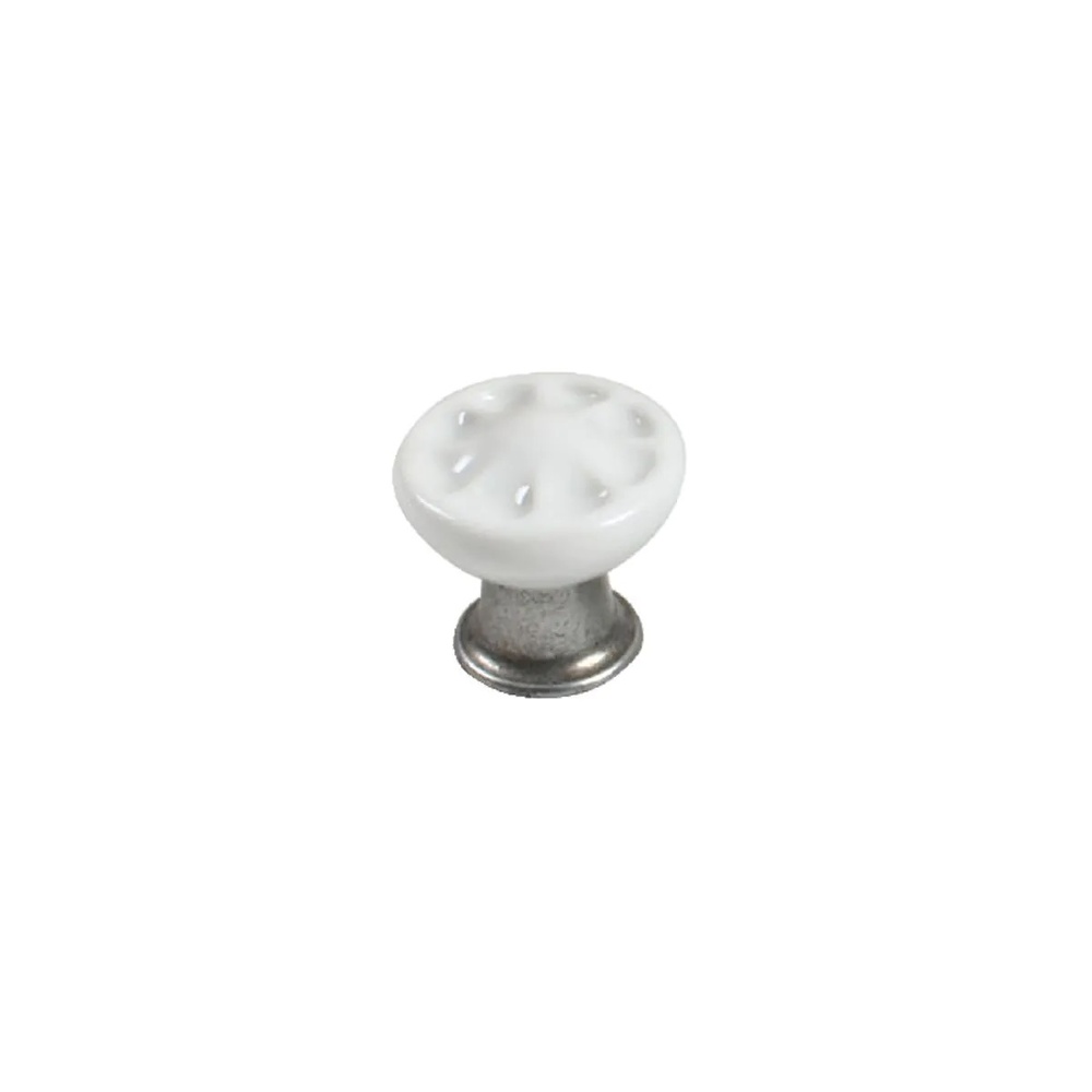 TIRADOR MOD. PARIS ZAMAK/PORCELANA PLATA VIEJA/BLANCO 31 mm 128 MM 33 MM POMO 