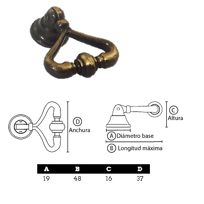 TIRADOR PENDULO MOD. 90 ZAMAK CUERO DECORADO 