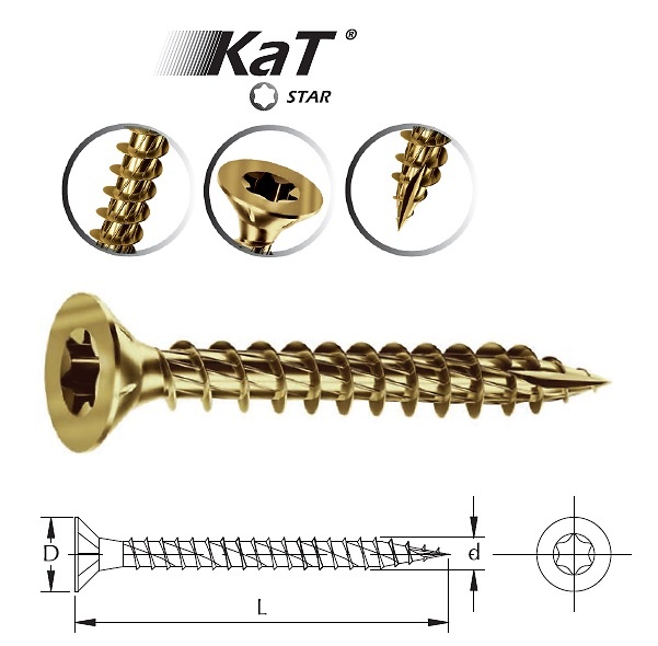 TORNILLERIA MADERA STAR TORX KAT CABEZA PLANA 