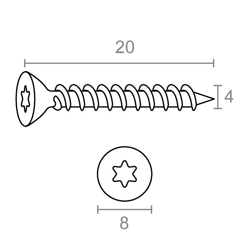 TORNILLO CABEZA PLANA TORX TRN18 NEGRO 4 mm NEGRO 20mm ACERO 200 20 20mm 4 mm ACERO NEGRO 