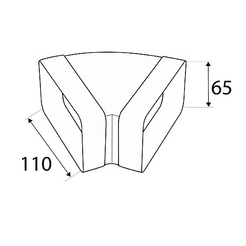 TUBO RECTANGULAR Y ACCESORIOS VN01 110x55mm BLANCO BLANCO 55 126 CODO 45º HORIZONTAL VN08 110x55mm BL 110 PVC 1 