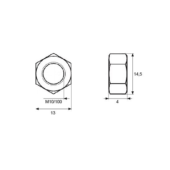 TUERCA TRC9 M10/100x13x4mm ZINCADO 