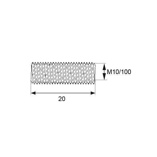 VARILLA HUECA VR1 M10/100x20mm ZINCADO ZINCADO 10 10 20 ACERO 100 