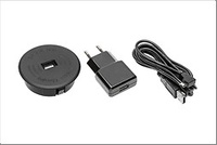 JUEGO DE CARGADOR INALÁMBRICO CON USB NEGRO CON FUENTE DE ALIMENTACIÓN (CABLE USB DESCONECTABLE DE 2M)
