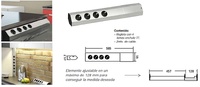 KIRIA REGLETA VISTA AJUSTABLE 4 ENCHUFES ALUMINIO EFECTO INOX