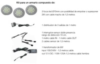 KIT COMPLETO 3 FOCOS LED EMPOTRAR-SUPERPONER CON 2 SENSORES DE APERTURA