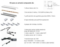 KIT COMPLETO TIRA DE LEDS DE SUPERFICIE DE 2MTS  CON 2 SENSORES DE APERTURA