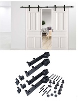 KIT CORREDERA PUERTA DOBLE MADERA PCB1/3-D2 3 MTS NEGRO RUSTICO