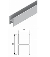 KIT PERFIL H PARA TIRADOR PARA ARMARIO EMPOTRADOS TERRA 75/80/85 PRH16 PARA TABLERO 16MM 2+2 MTS