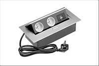 REGLETA DE ESCRITORIO, 2X TOMAS SCHUKO, 2X USB, SIN CABLE, ALUMINIO