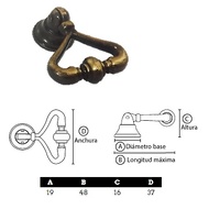 TIRADOR PENDULO MOD. 90 ZAMAK CUERO DECORADO