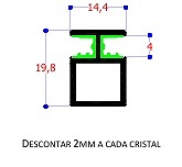 TRV4 PERFIL DIVISOR PARA VITRINAS ALUMINIO MECANIZADAS