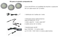 KIT COMPLETO 3 FOCOS LED EMPOTRAR-SUPERPONER CON 2 SENSORES DE APERTURA