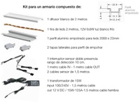 KIT COMPLETO TIRA DE LEDS EMPOTRADOS DE 2MTS  CON 2 SENSORES DE APERTURA